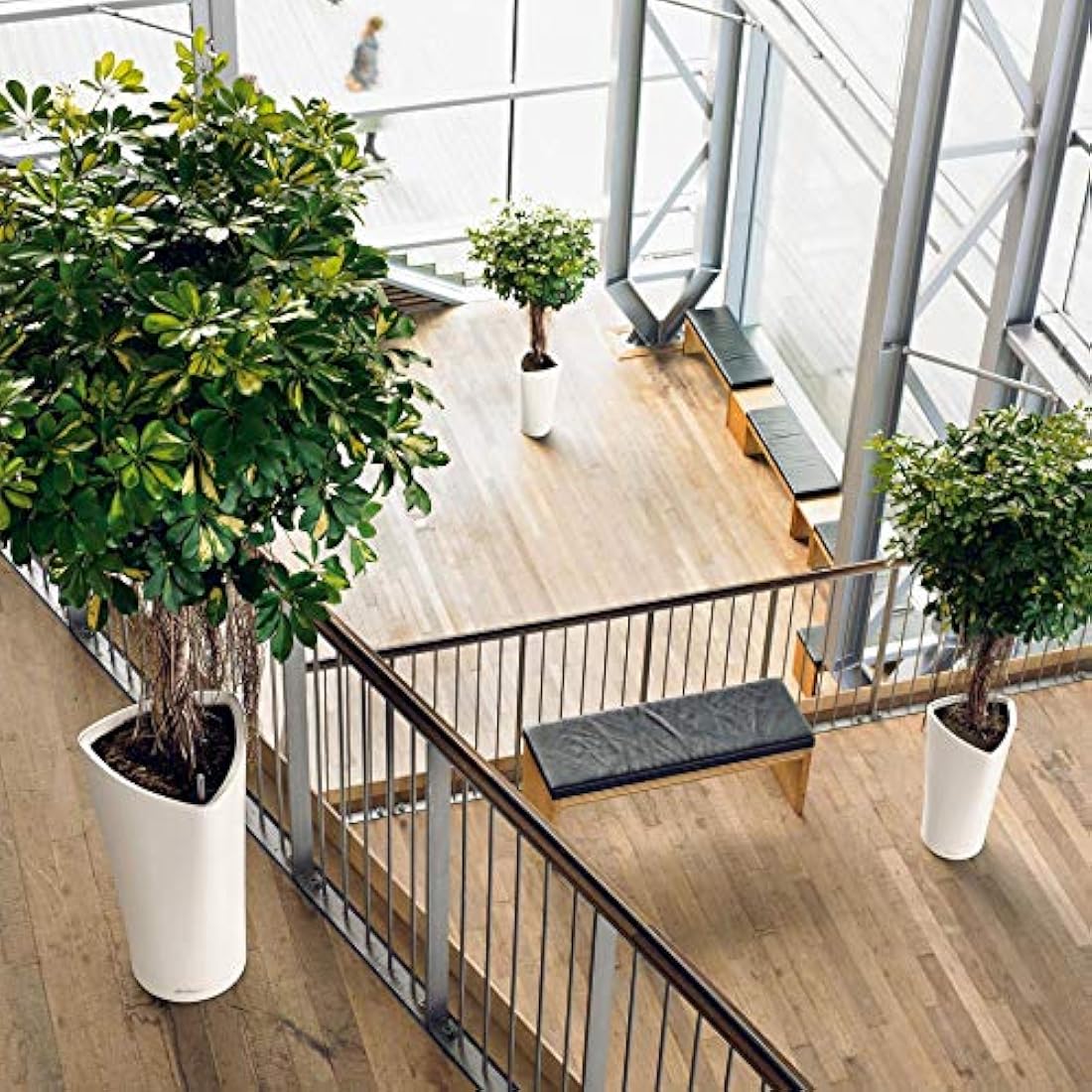 Lechuza Delta 40 Self-Watering Tall Planter – White High-Gloss Plastic