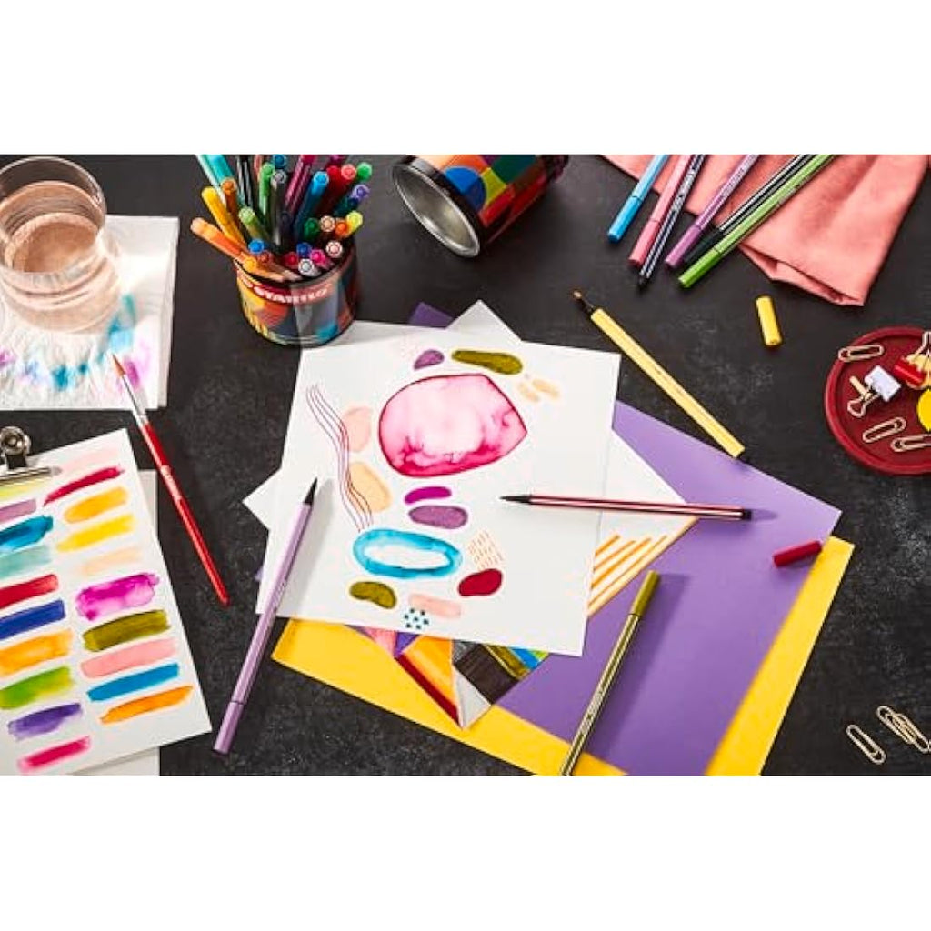 STABILO Pen 68 Premium Fibre-Tip Pens | ARTY Tin of 45 Assorted Colours