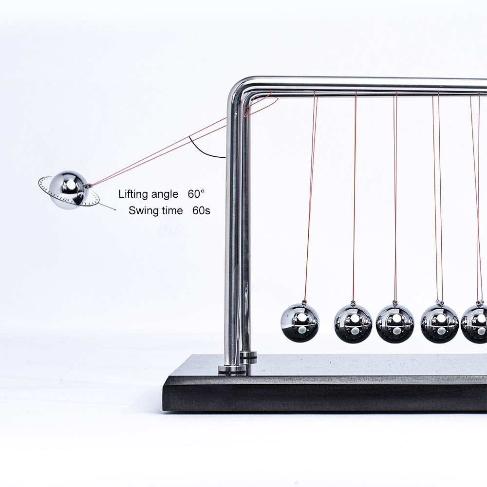 CERROPI 7 Ball Newton's Cradle - 11 Inch Physics Desk Toy, Marble Base