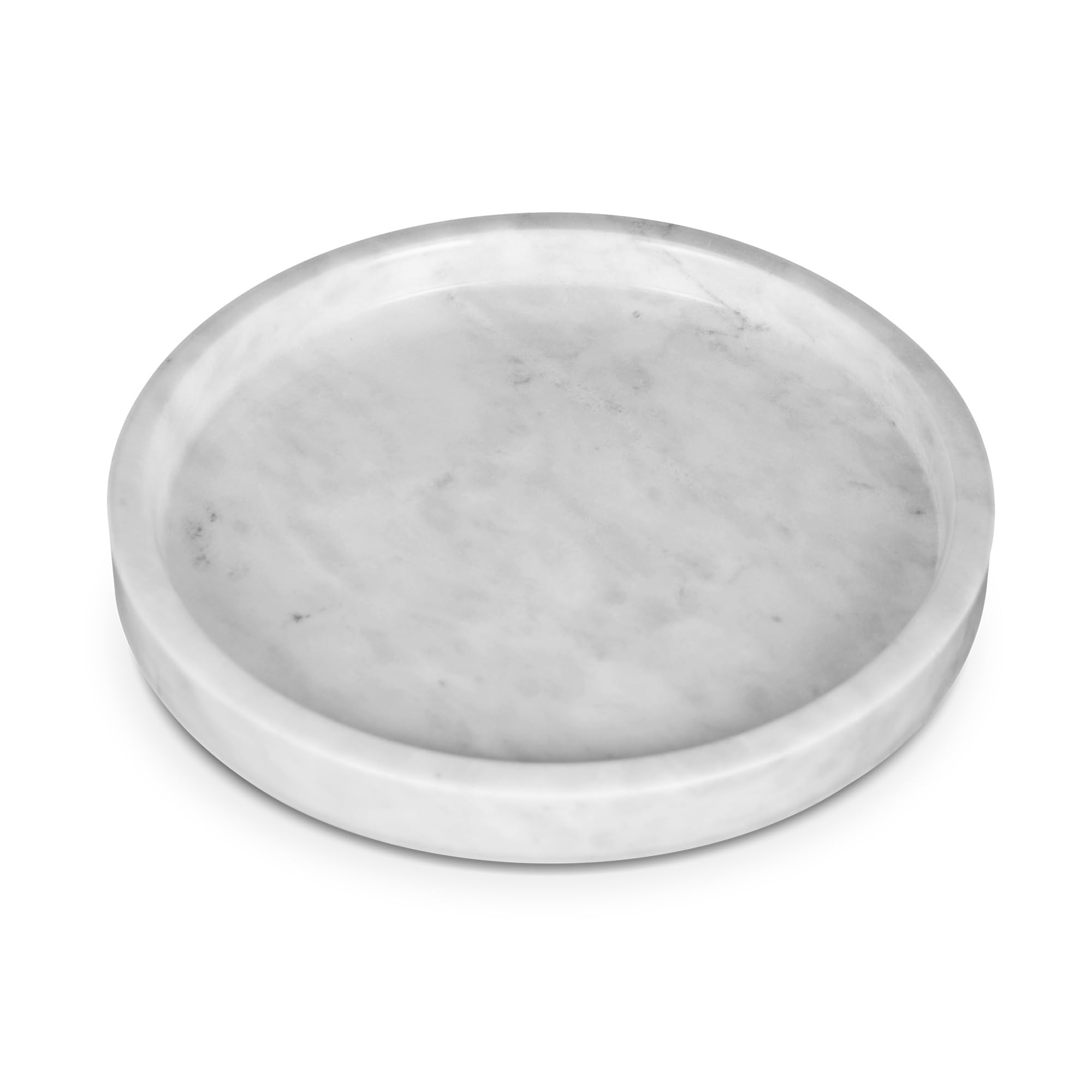 Silk Route Home Round White Marble Vanity Tray - 25cm Multipurpose Decor