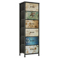 CAIYUN 6-Drawer Tall Fabric Dresser – Floral Print Chest of Drawers
