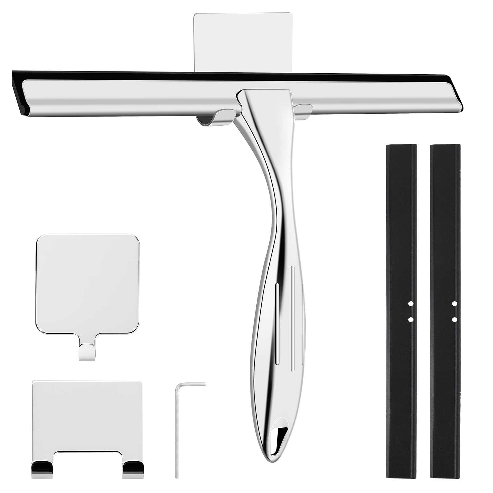 10 Inch Shower Squeegee – Stainless Steel Glass Door Cleaner