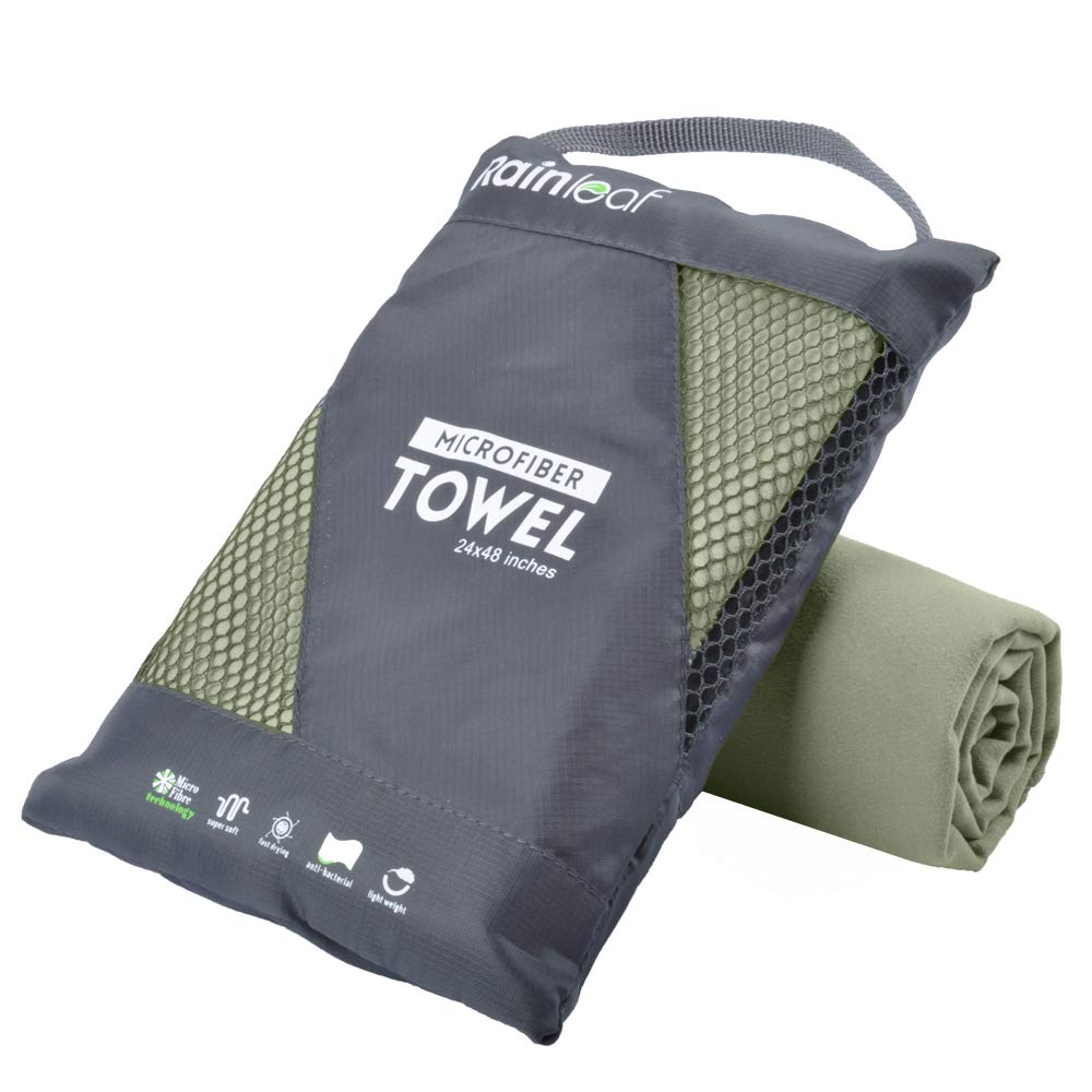 Rainleaf Microfiber Travel Towel – Quick Dry, 30x60, Army Green