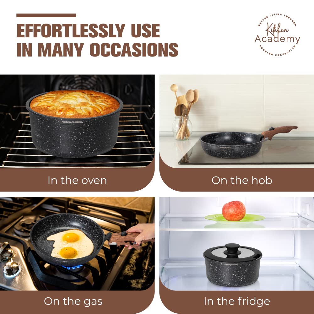 Kitchen Academy 10-Piece Non-Stick Cookware Set | Stackable Induction Pans
