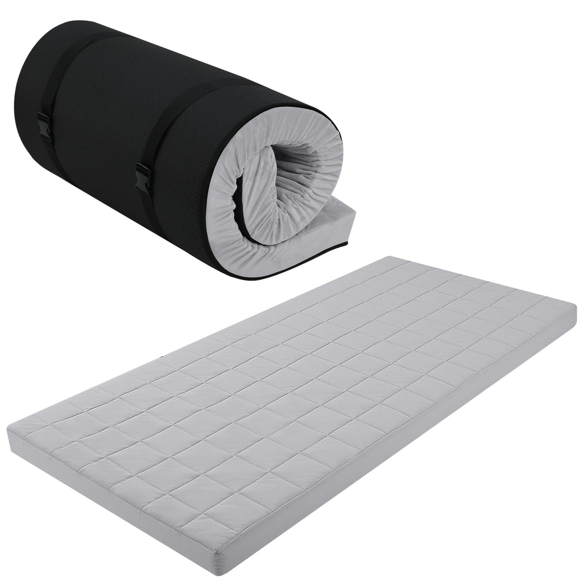 MeMoreCool Roll Up Floor Mattress Single 190x90cm, Light Grey - image 1