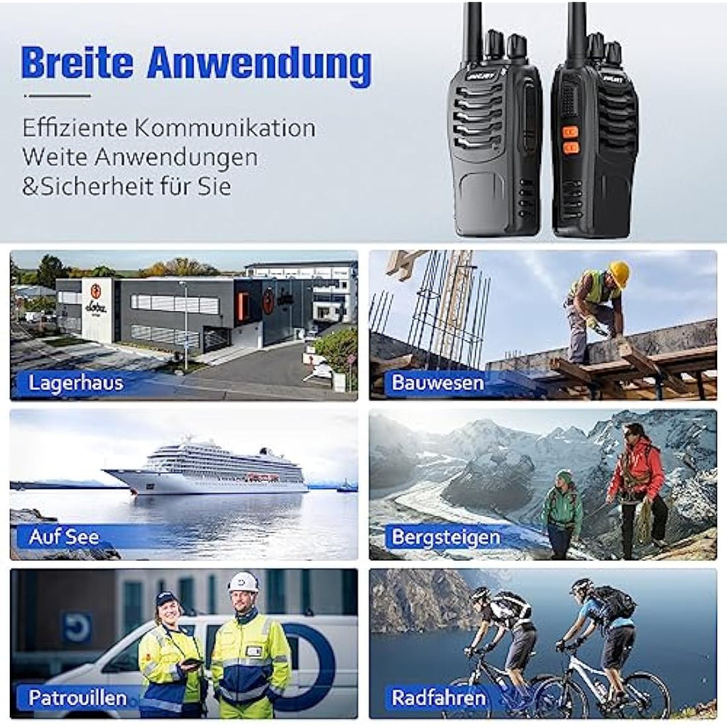 JUCJET 88E Rechargeable Walkie Talkie – Long Range PMR446 2-Way Radio (6 Pack)