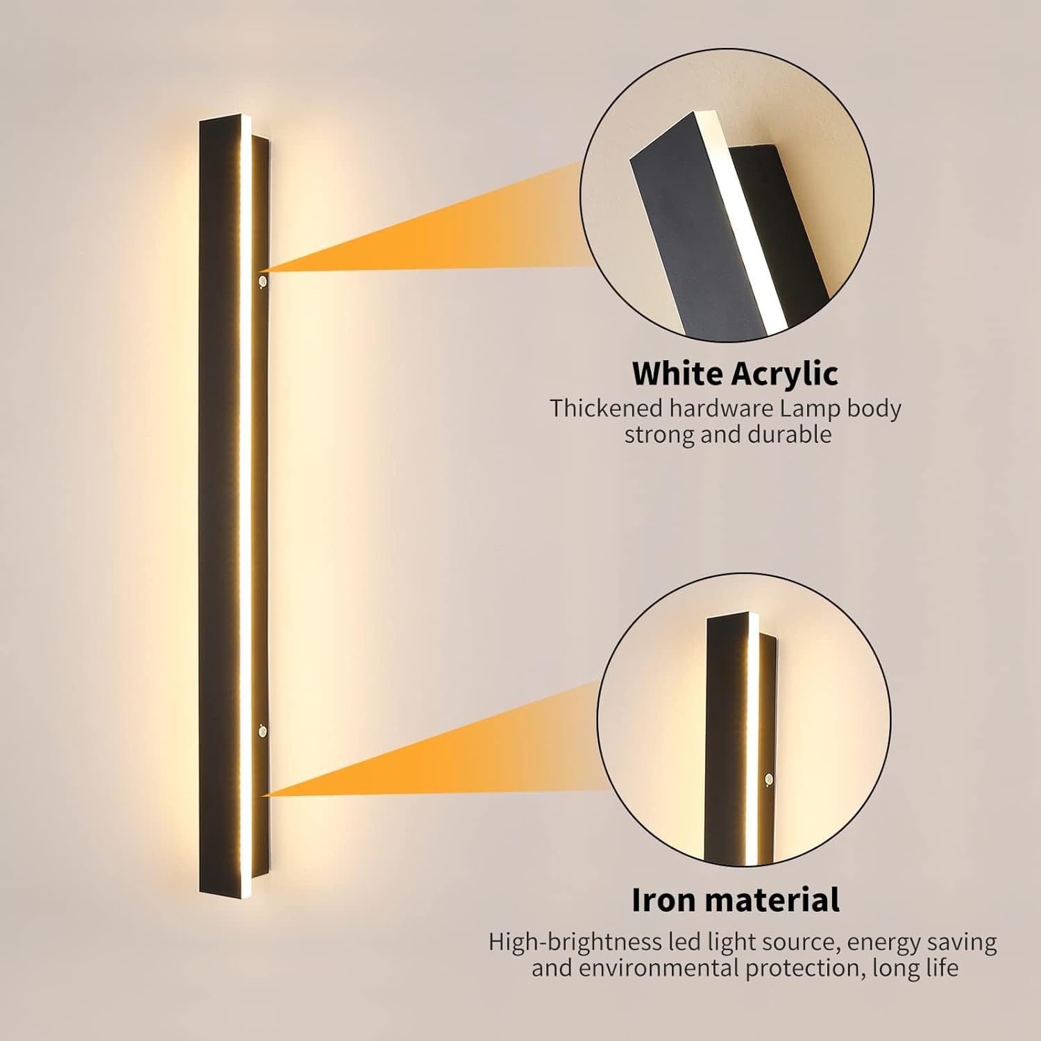 Mikeru 80cm LED Outdoor Wall Light – IP65 Rainproof 3-Color Modern Sconce