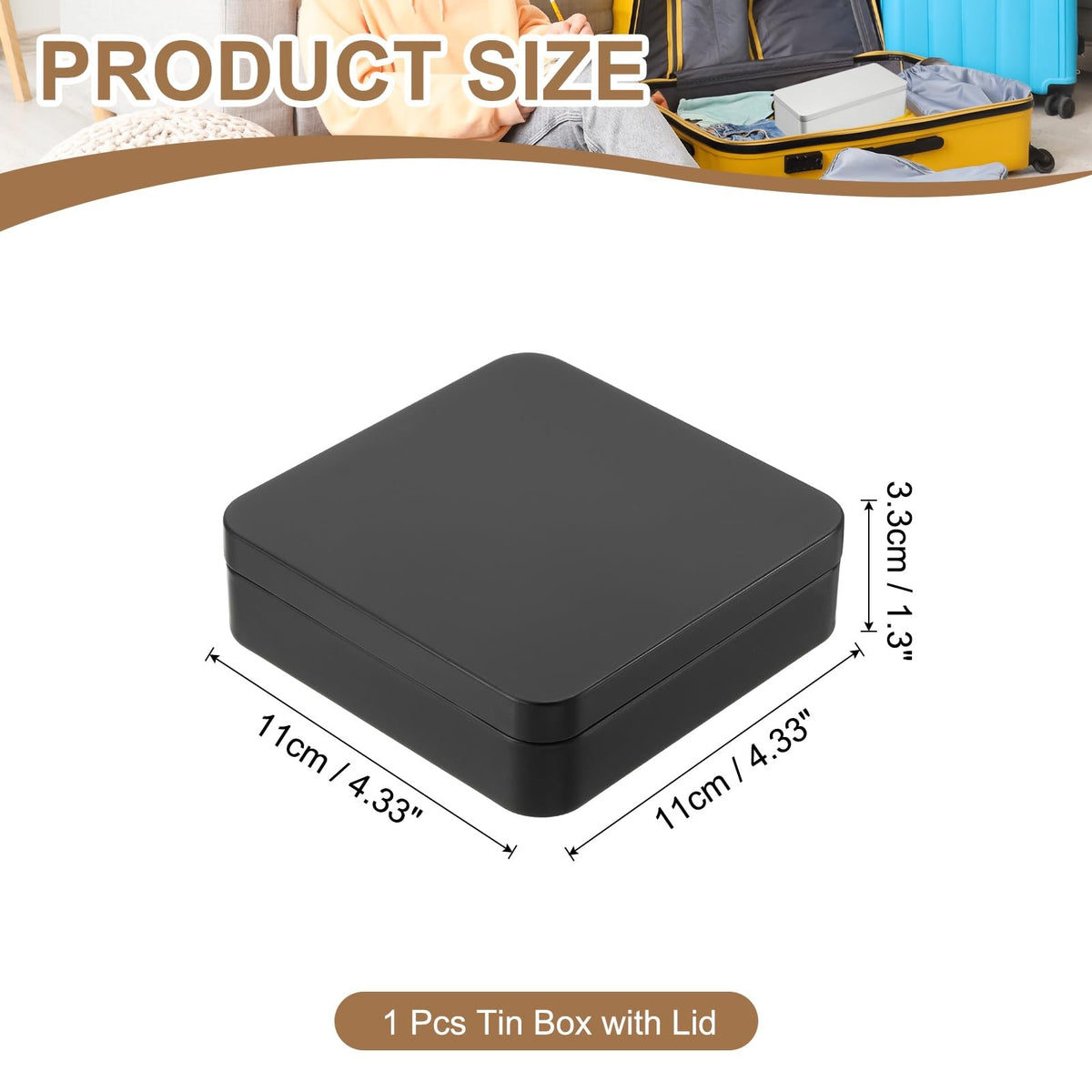 PATIKIL Rectangular Tin Box 4.3"x4.3"x1.3", Metal Storage Tin Box Portable Storage Container with Lid for Tea Candy Treats Gifts Favors Candle - image 2