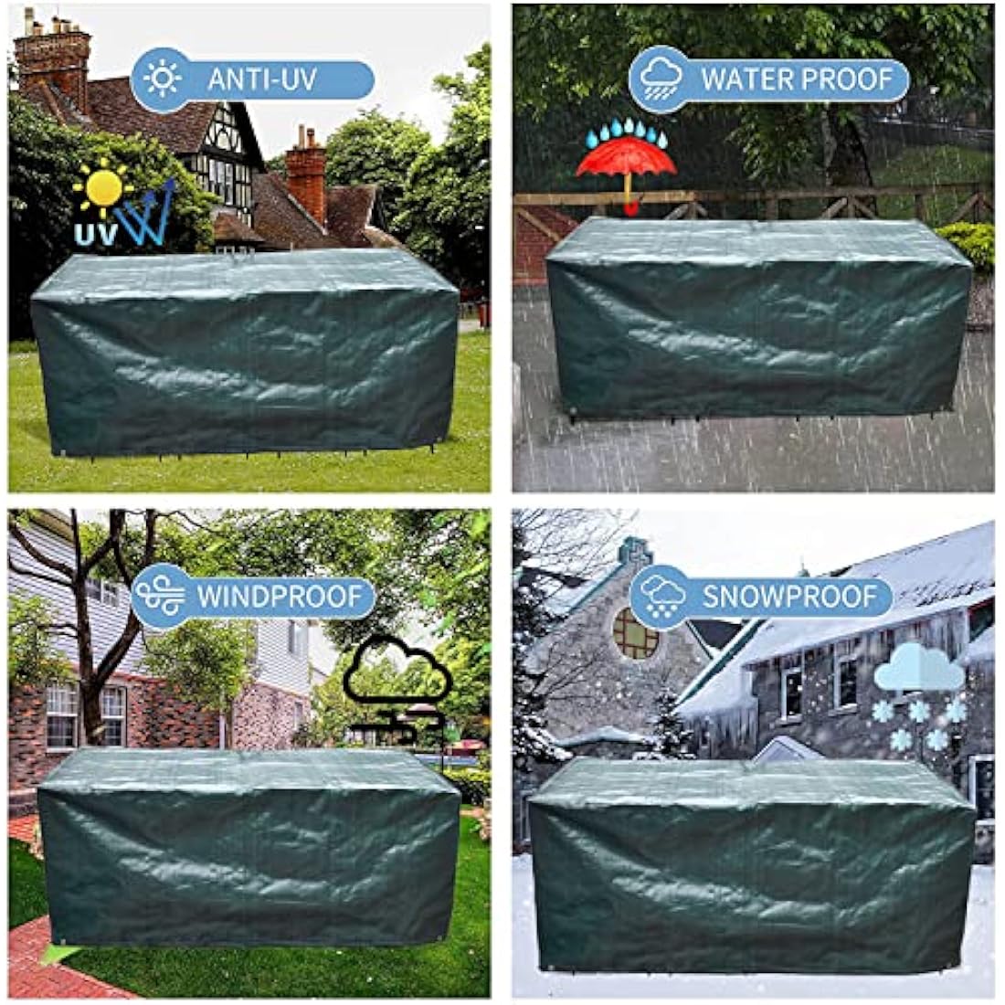 RICHIE Waterproof Patio Furniture Cover | Large Rectangular PE Tarp