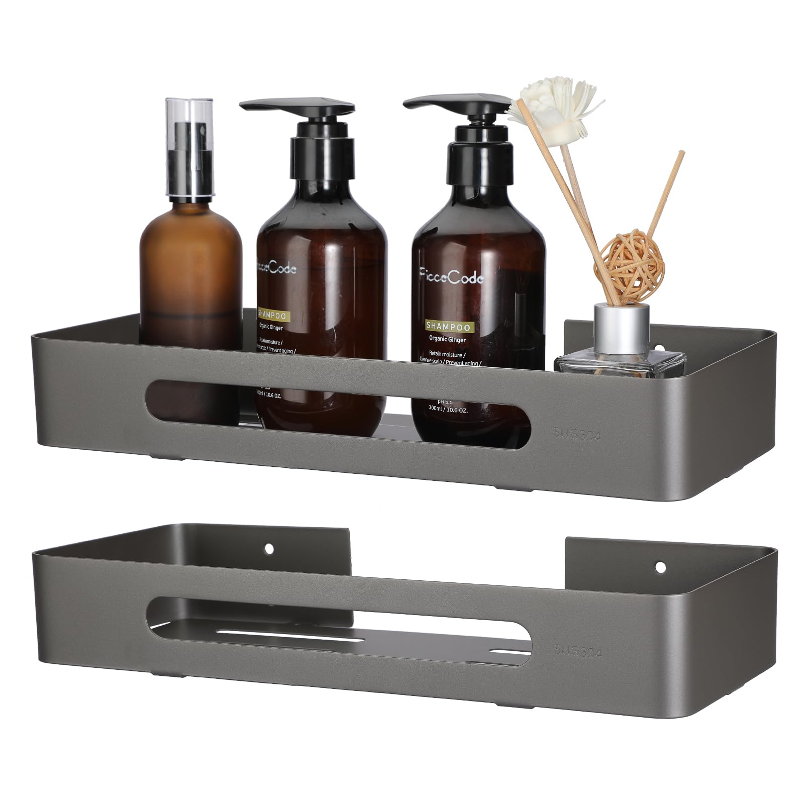 IGNPION 2-Pack Shower Organizer | Stainless Steel Wall Mounted Caddy, Grey