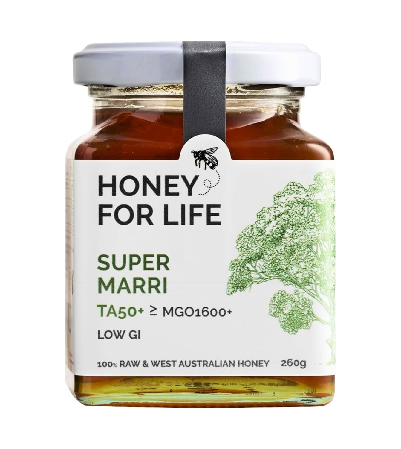 Honey for Life Super Marri TA50+ MGO 1600+ Raw Honey - 260g Glass Jar