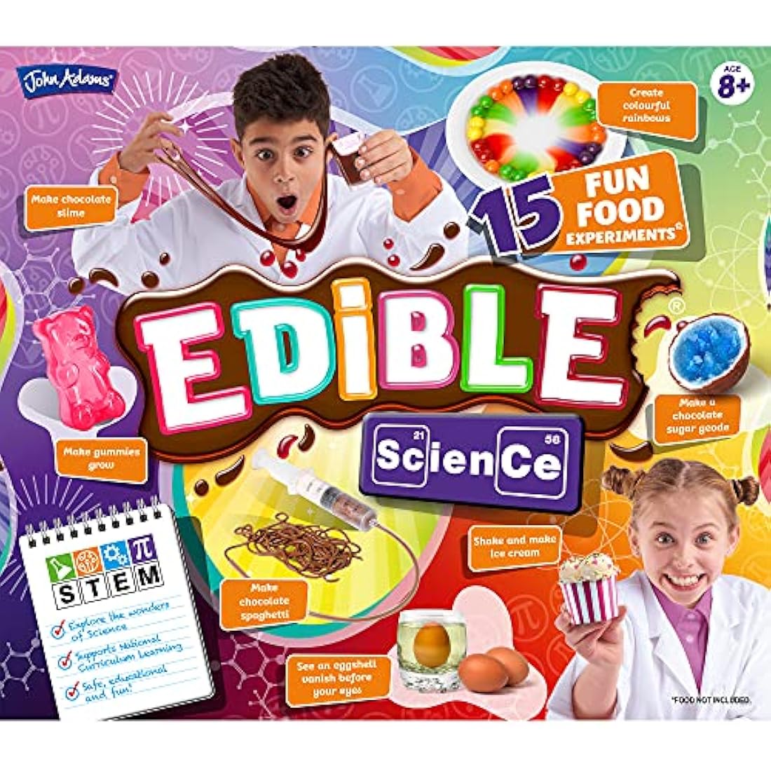 John Adams Edible Science Kit – 15 STEM Food Experiments for Kids Age 8+