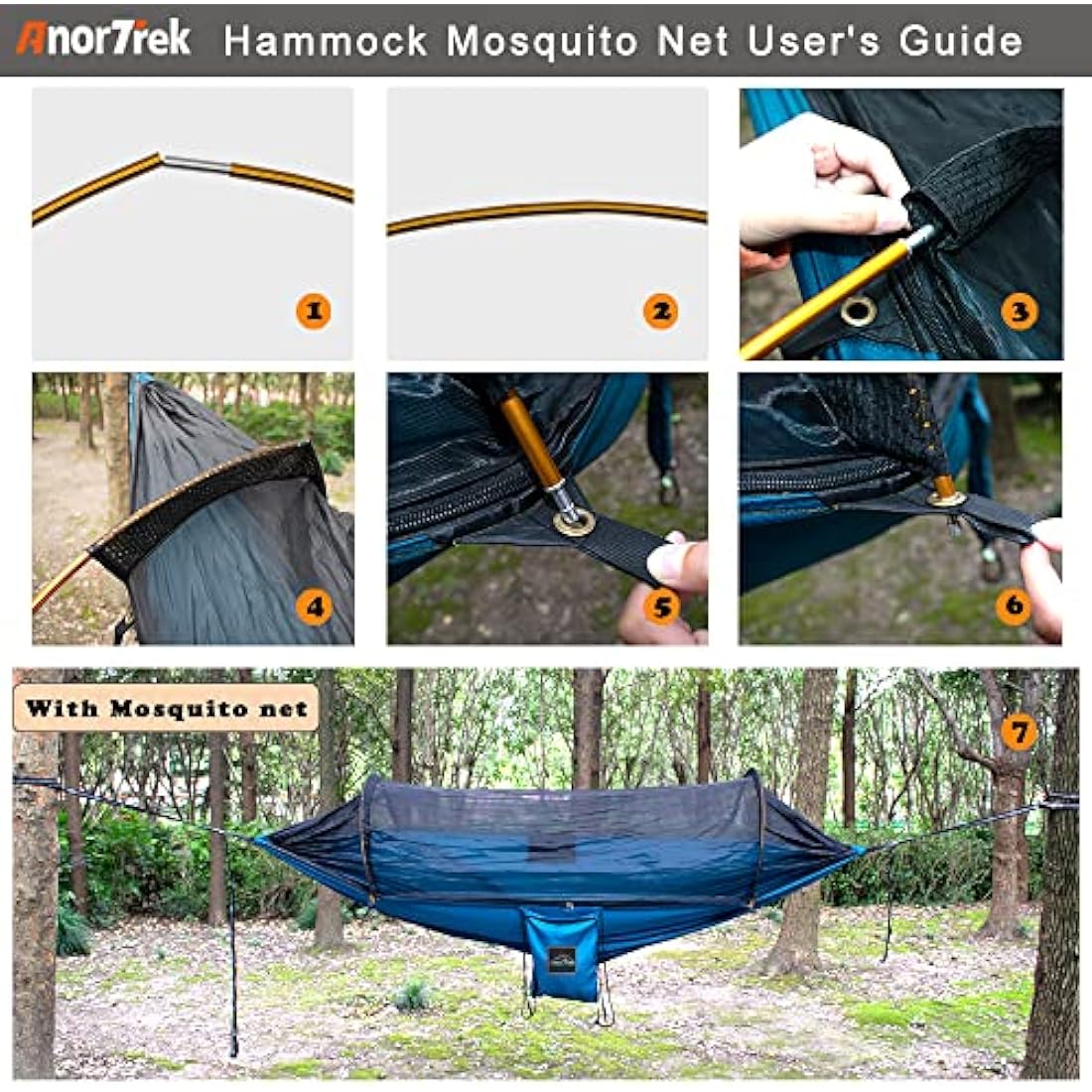 AnorTrek Double Camping Hammock with Mosquito Net & Rain Fly – Green