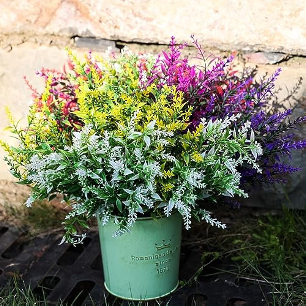 20 Bundles Artificial Lavender Flowers | UV Resistant Shrub
