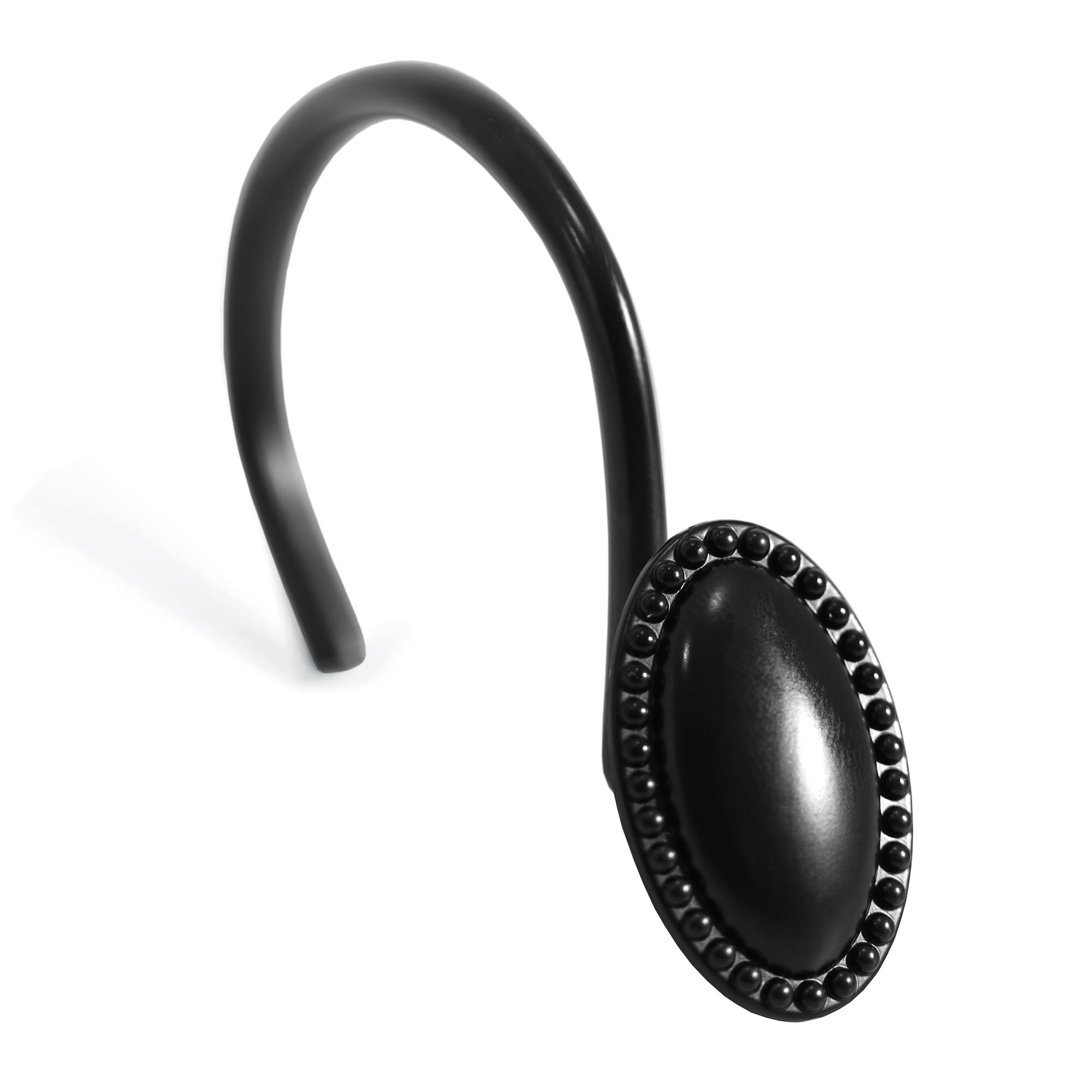 Matte Black Shower Curtain Hooks | Rustproof Metal Rings - 12pk