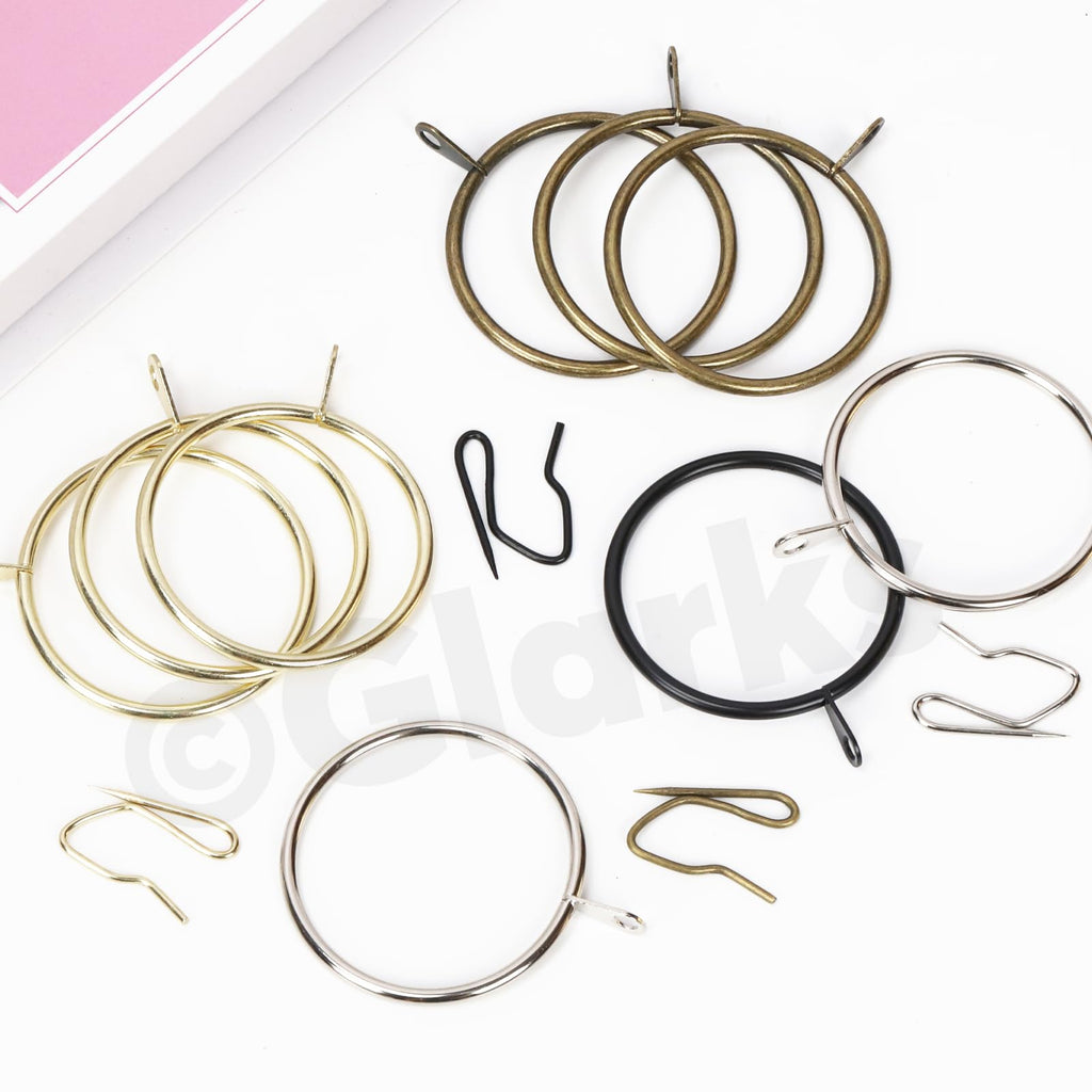 Glarks 30 Sets 50mm/2inch Verdigris Metal Drapery Curtain Hanging Rings Set, includes 30pcs Curtain Rings and 30pcs Drapery Pin Hooks - image 5