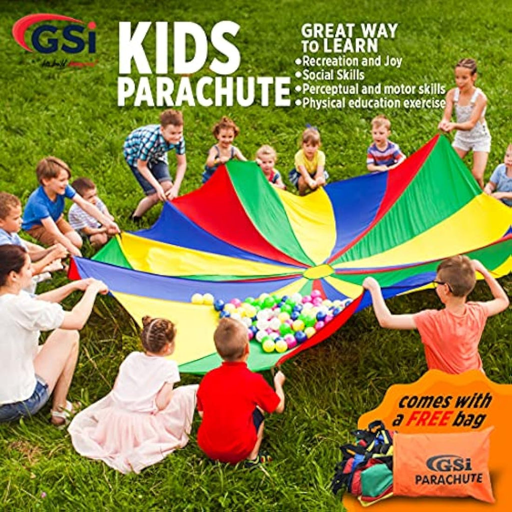 GSI Kids Rainbow Play Parachute | 30ft Durable Polyester Outdoor Toy