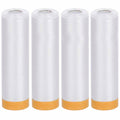 HRJZF Pre-Taped Masking Film - 4 Rolls 2.4M x 20M Plastic Dust Sheets