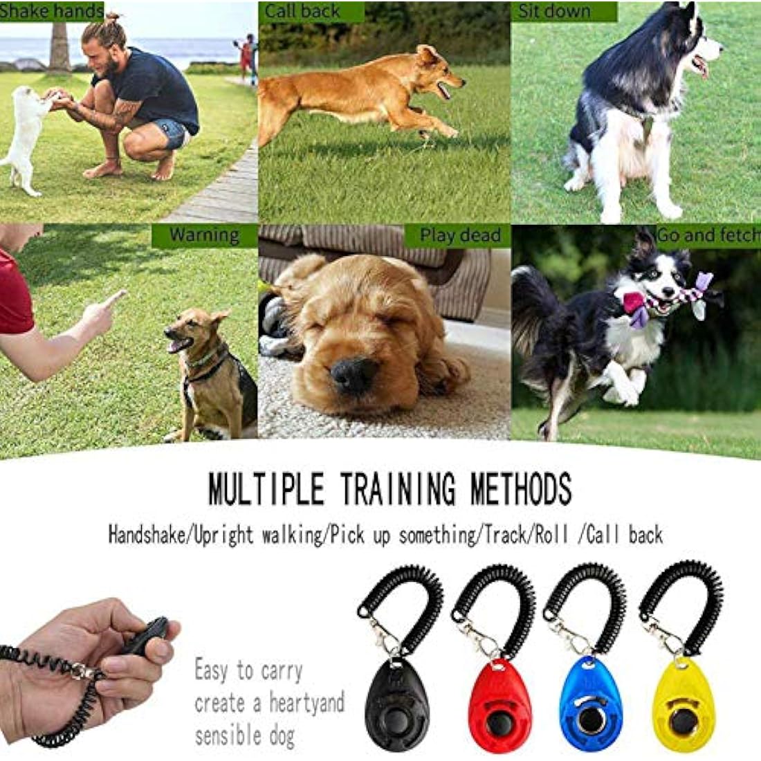 Bestomrogh Dog Training Clicker 8-Pack with Wrist Strap – Multi-Color