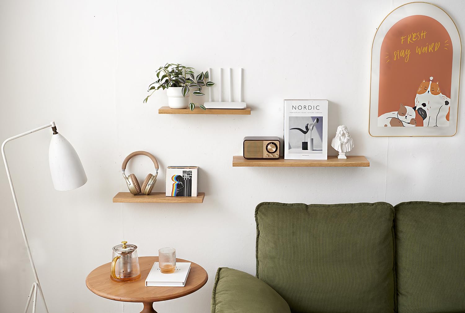 OAKERLAND 90cm Solid Oak Floating Shelf | Minimalist Wooden Wall Ledge