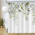 Uiiooazy Eucalyptus Shower Curtain | Sage Green Floral Waterproof Polyester