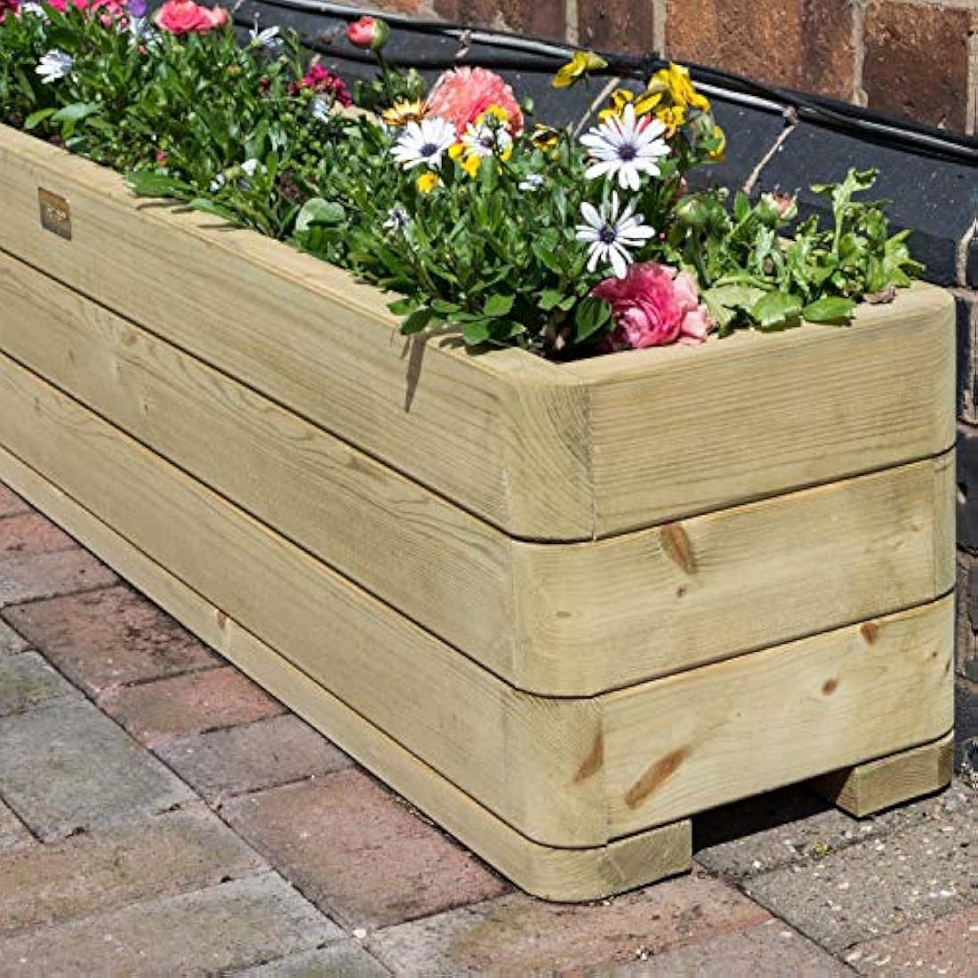 Rowlinson Marberry Patio Planter – 85L Wooden Garden Pot, Natural Timber