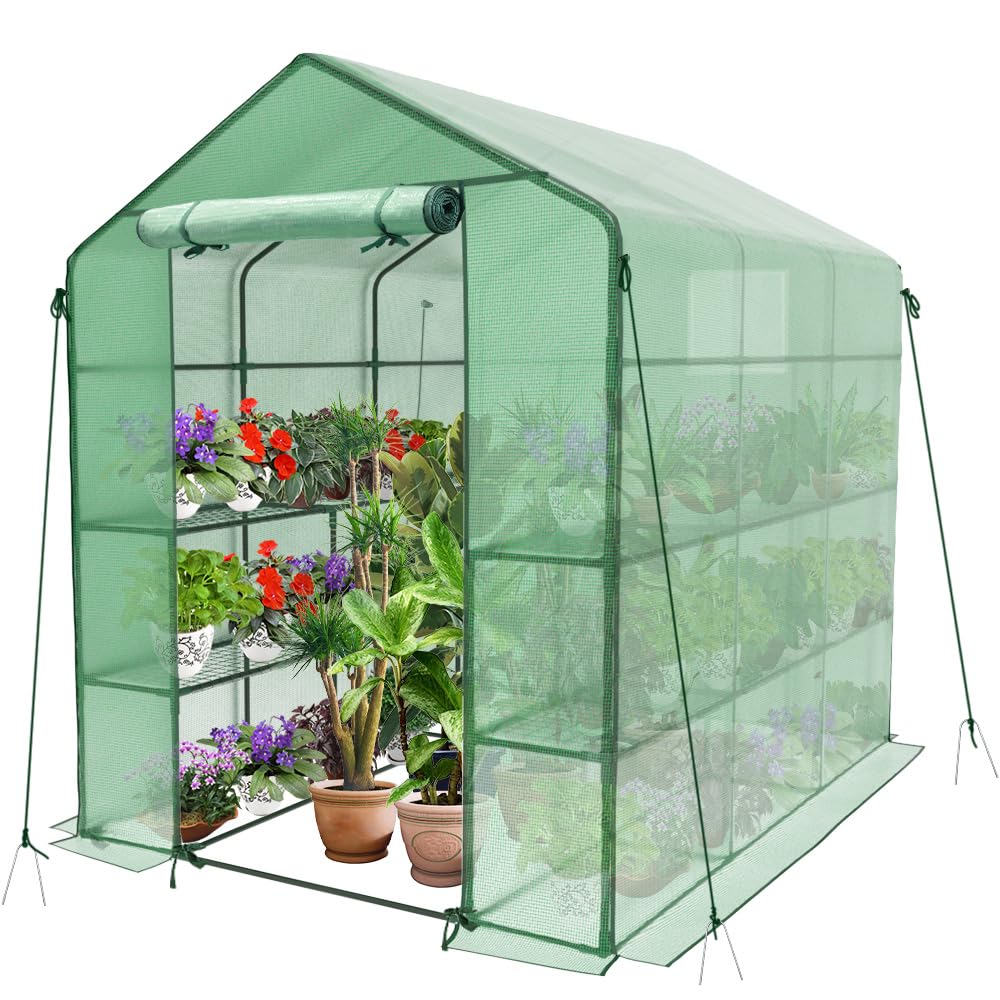 VOUNOT Walk-In Greenhouse with Shelves | Portable Garden Growhouse