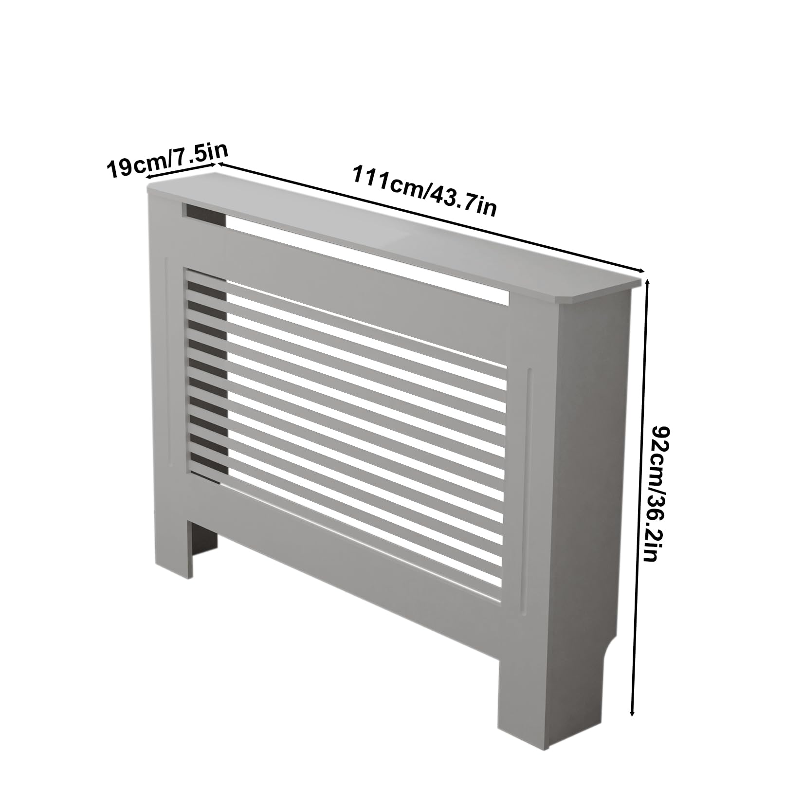 FATIVO Grey Radiator Cover – 92cm Tall Modern MDF Wood Heater Cabinet