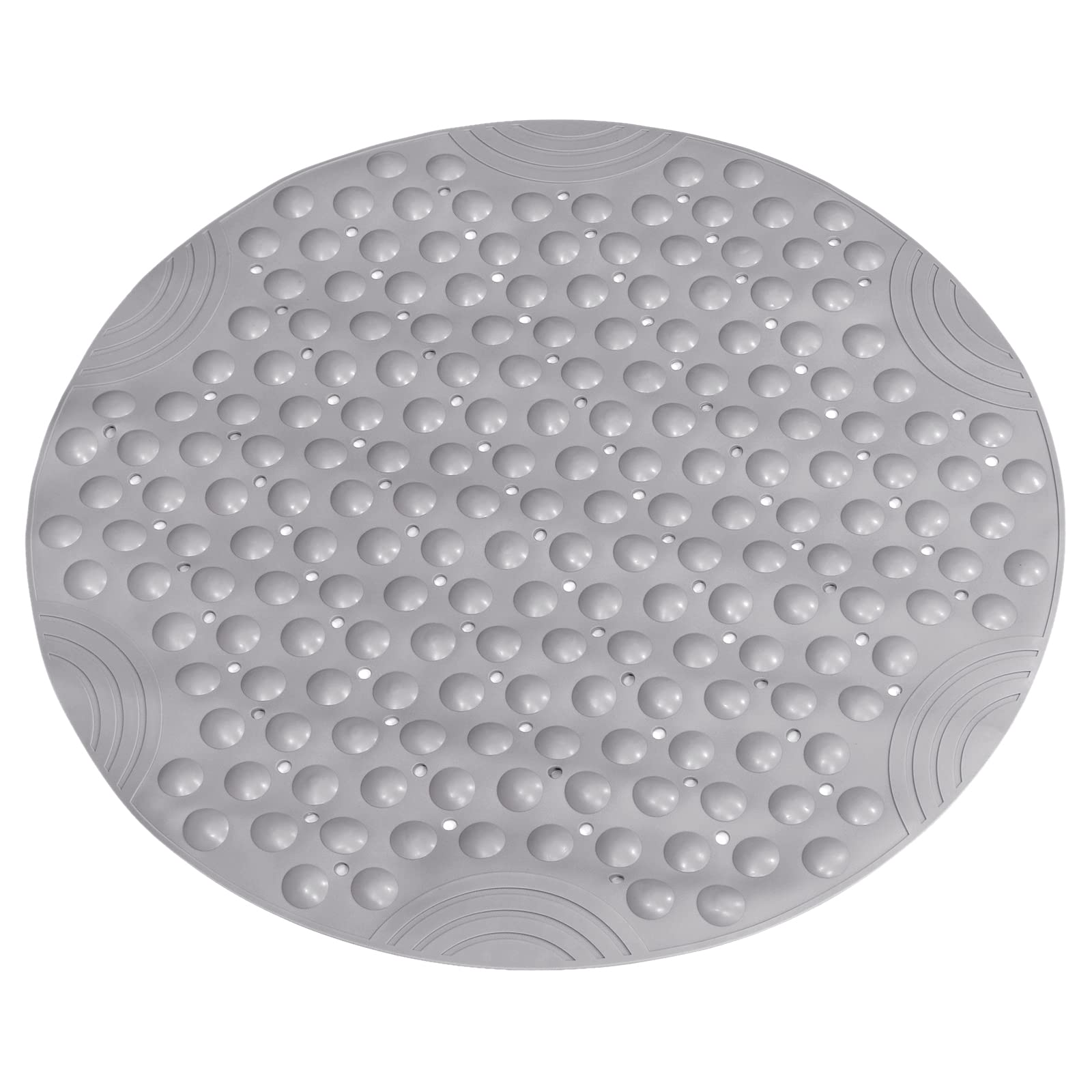 Round PVC Shower Mat – Anti-Slip Suction Bath Mat, Grey