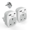 TESSAN UK to European Plug Adapter 2 Pack | Type E/F with USB C