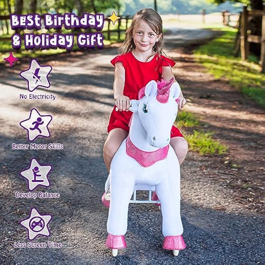 PonyCycle Essential Riding Unicorn Toy with Brake - Pink Size 3