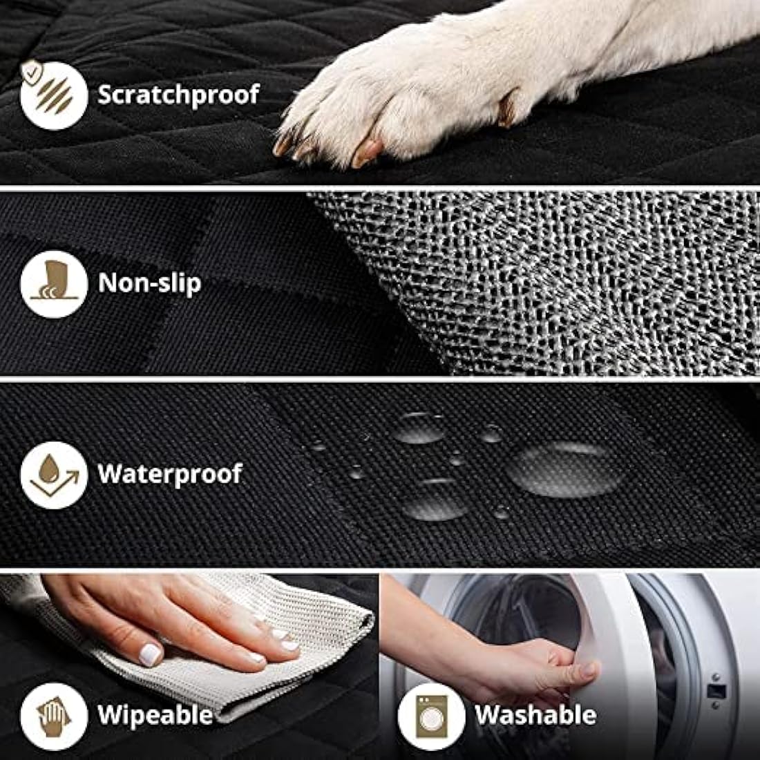 AMZPET Waterproof Dog Car Seat Cover – Non-Slip SUV Rear Seat Protector