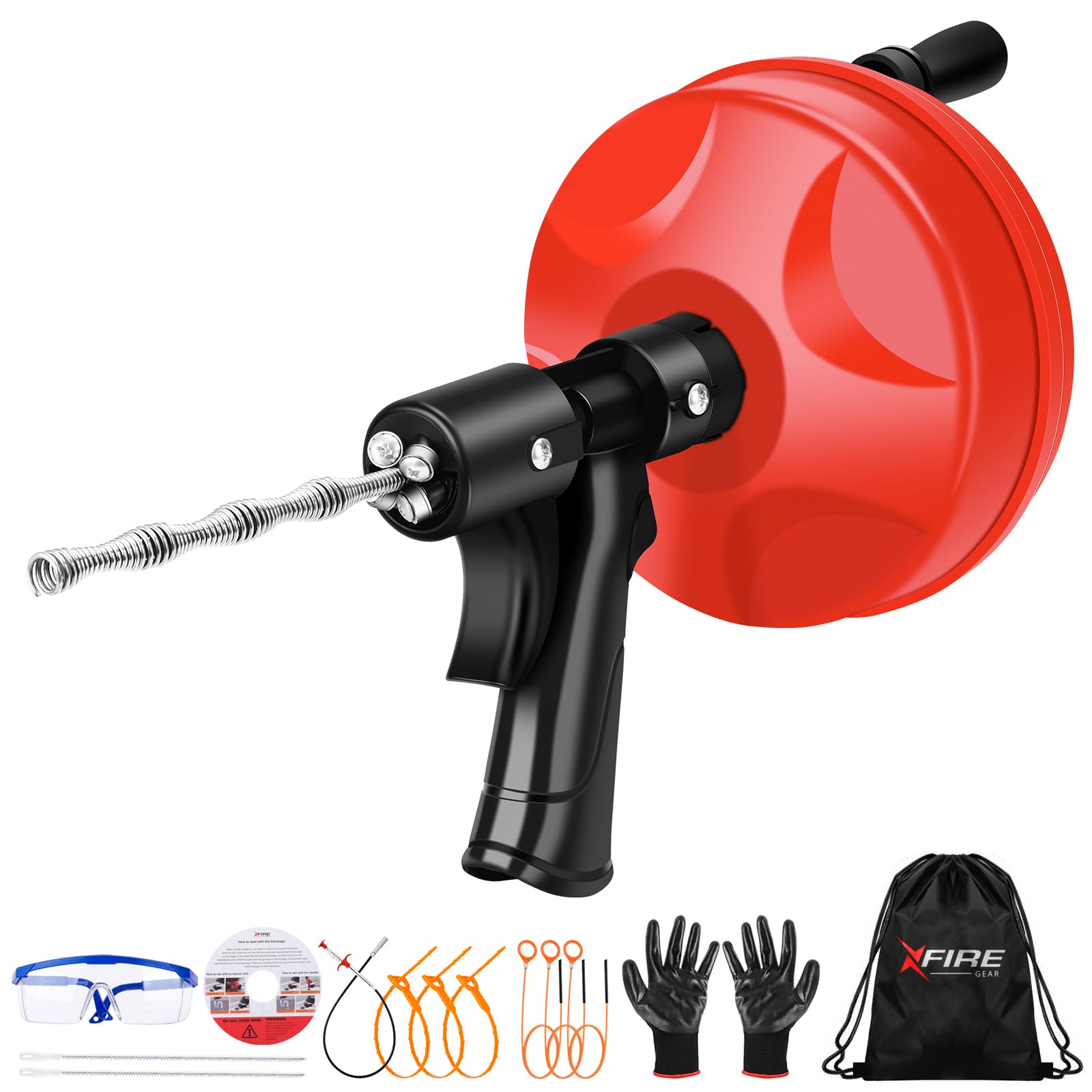 Jolof Store 25 FT Double Mode Drain Auger | 13-in-1 Plumbing Snake