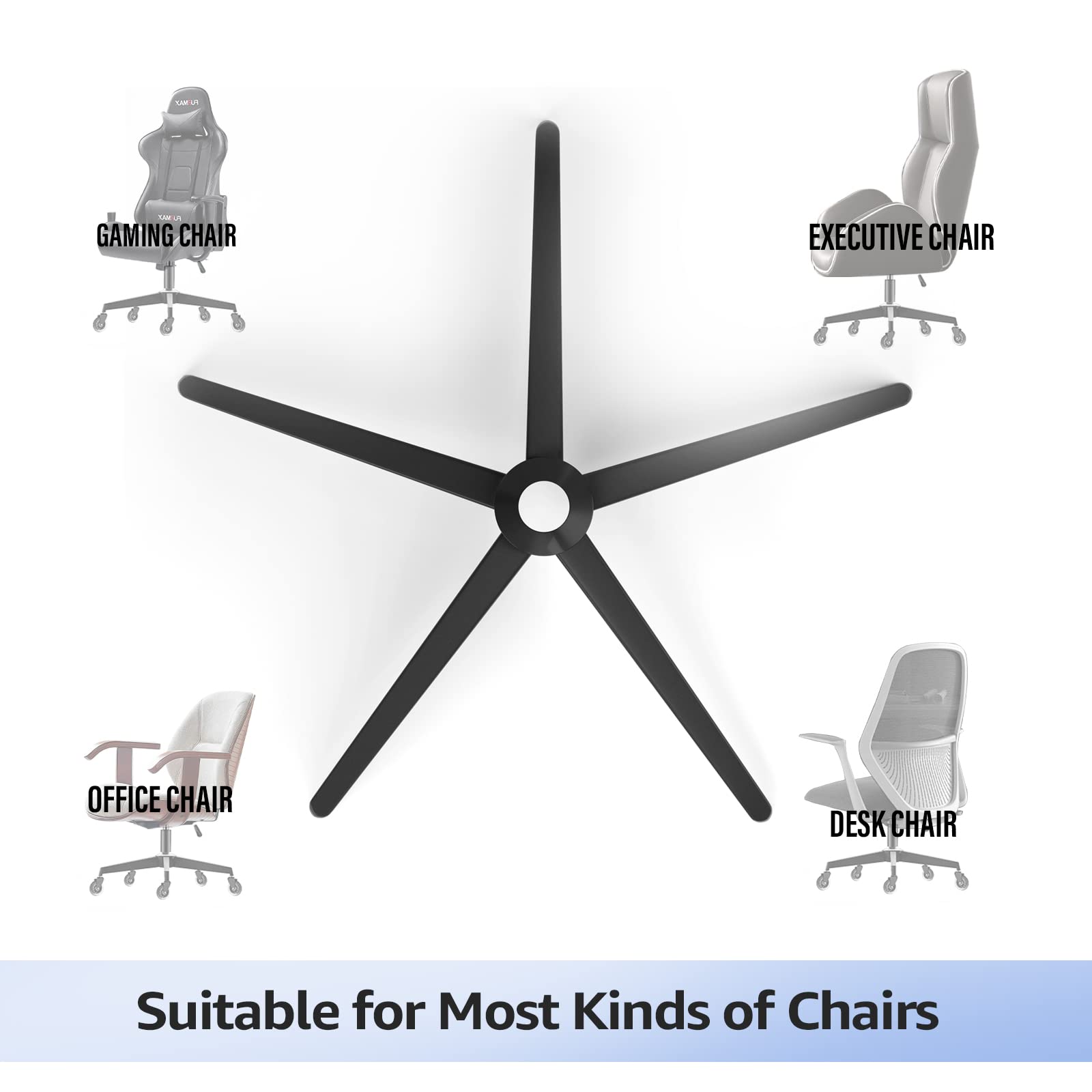 Mastery Mart 28" Heavy Duty Office Chair Base Replacement | 2500 lbs