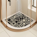 Non-Slip Loofah Corner Shower Mat – Curved Black (60x60 cm)