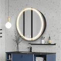 Janboe 51cm Round LED Medicine Cabinet | Dimmable Anti-Fog Mirror - Black