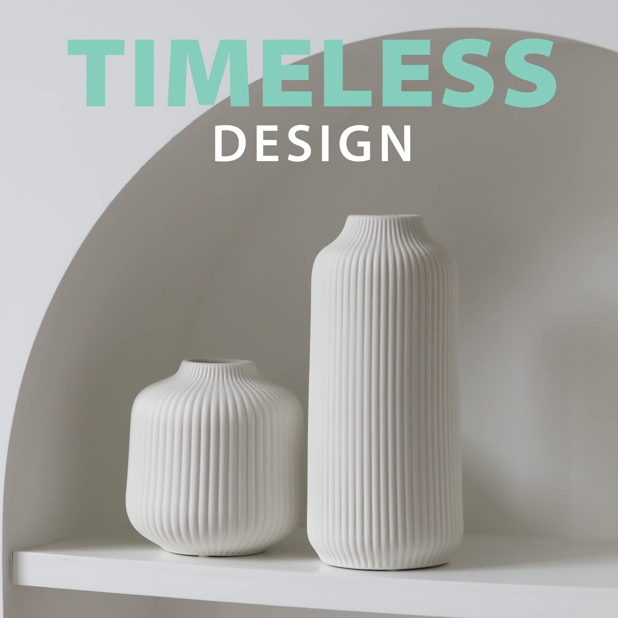 flature Ceramic Vases Set of 2 – Modern Nordic Boho Decor in Matte White