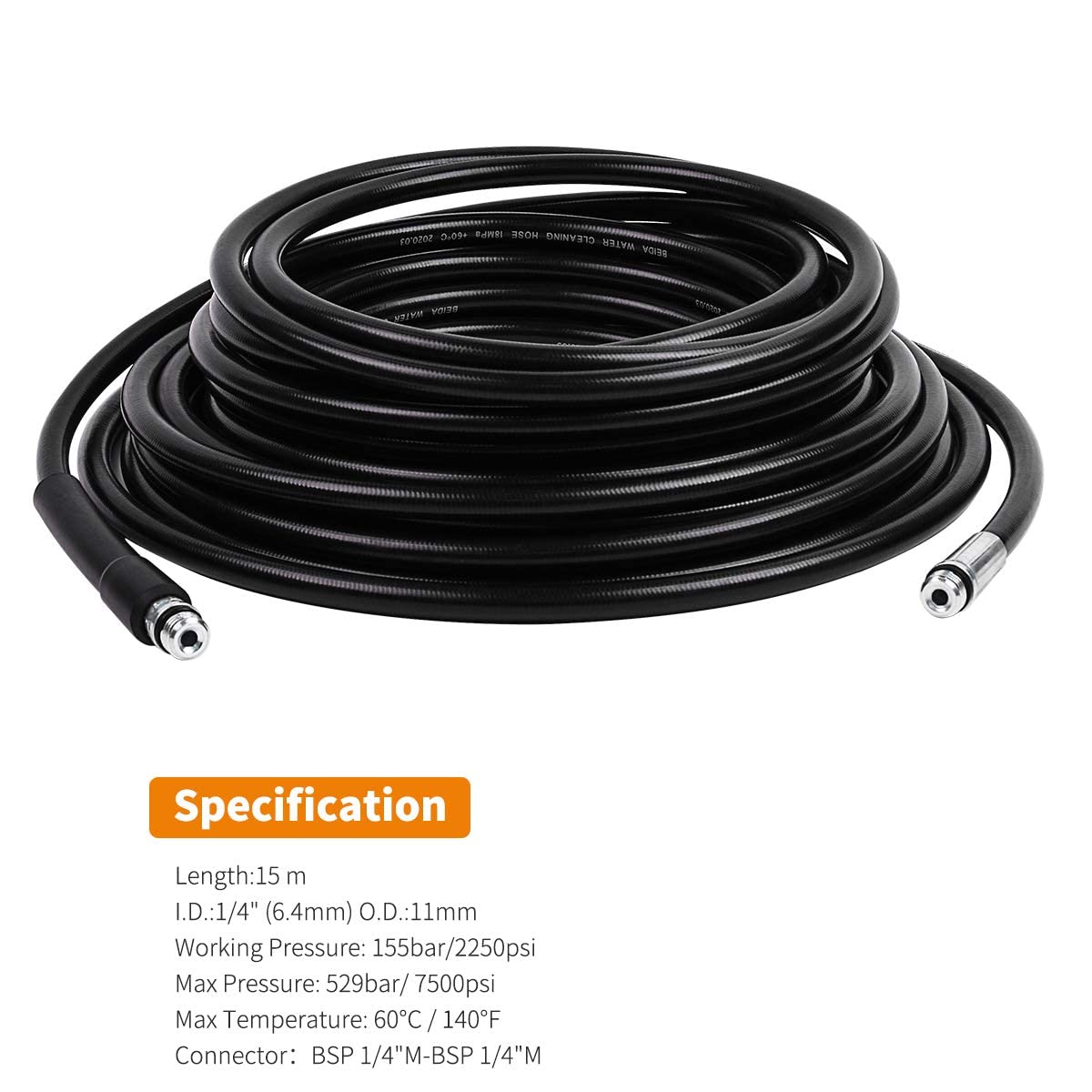 Fai Top 15m Drain Cleaning Hose Kit for Karcher K2-K7 & Lavor Washers