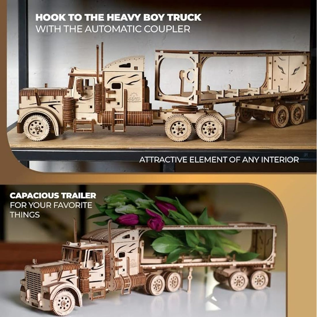 UGEARS Heavy Boy Truck VM-03 Trailer - 3D Wooden Model Kit for Adults