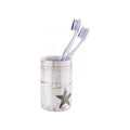 Ceramic Toothbrush Holder – Round Taupe Bathroom Organizer