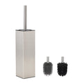 BVL Square Toilet Brush and Holder | Rustproof Aluminum with 2 Brush Heads