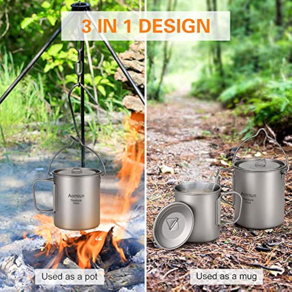 Jolof Store Ultralight 750ml Titanium Pot | Portable Camping Water Mug