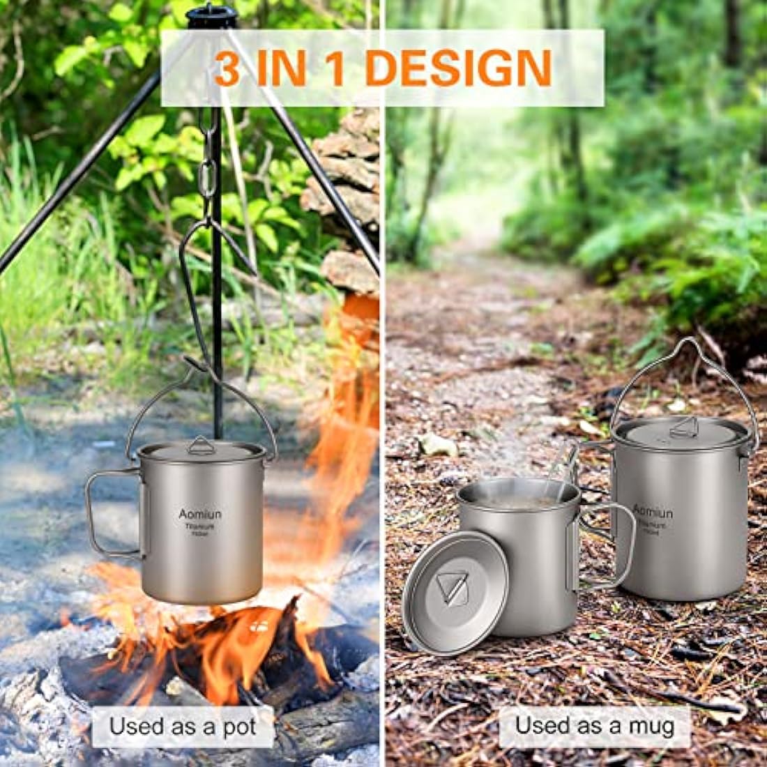 Jolof Store Ultralight 750ml Titanium Pot | Portable Camping Water Mug