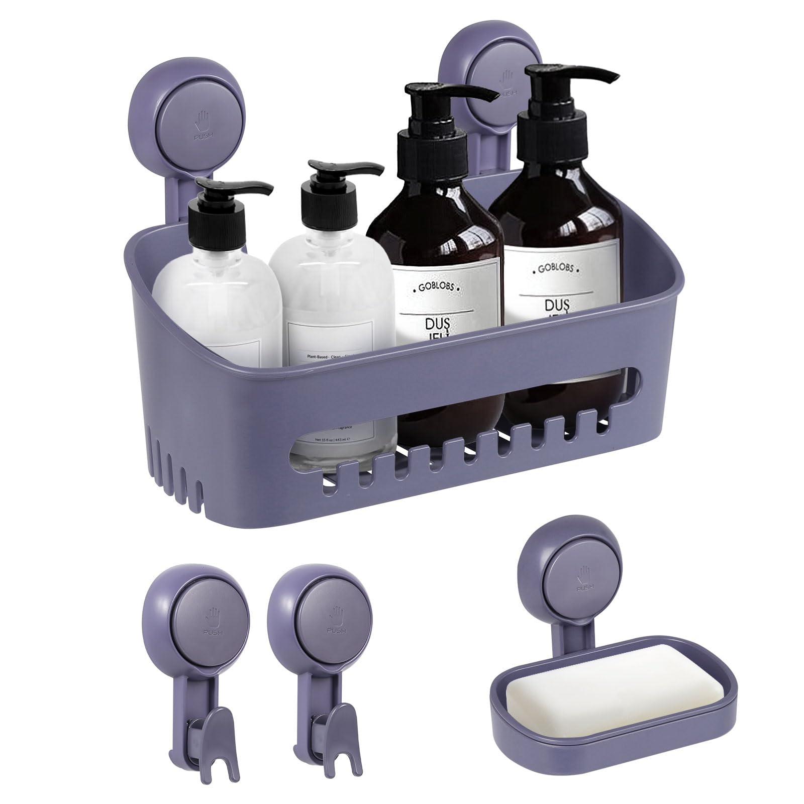 Uten Shower Shelf No Drilling – 2 Pack Suction Cup Caddy & Soap Dish