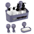 Uten 4-in-1 Suction Cup Shower Caddy Set – Drill-Free Bathroom Storage, Grey