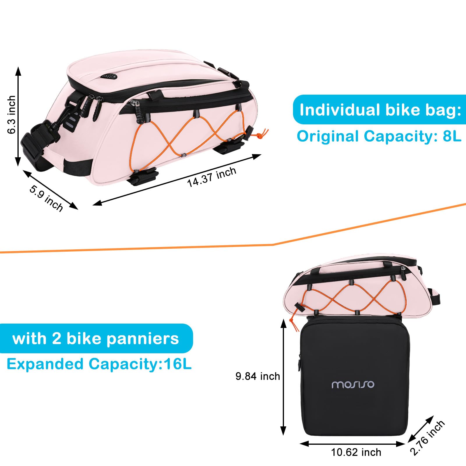 MOSISO Insulated Bike Rack Bag | Waterproof Rear Seat Trunk with Panniers