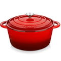Velaze Enameled Cast Iron Dutch Oven – 7.5L Round Casserole Dish, Red