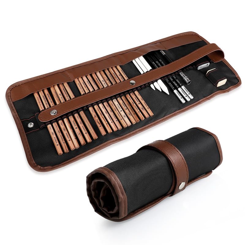 Coolzon 29-Piece Professional Sketching and Drawing Pencil Set with Case