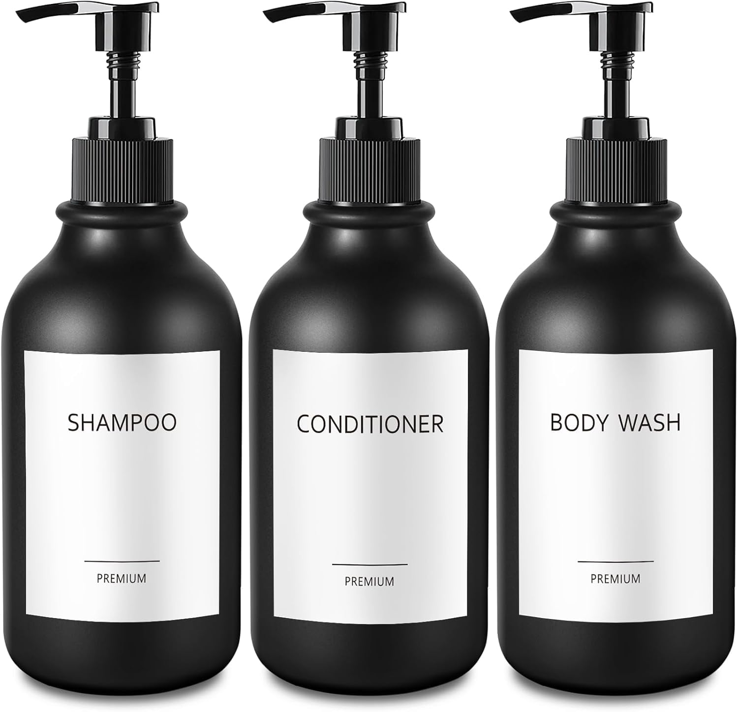 GMISUN Matte Black Shampoo and Conditioner Dispenser Set - 3 Pcs 17oz