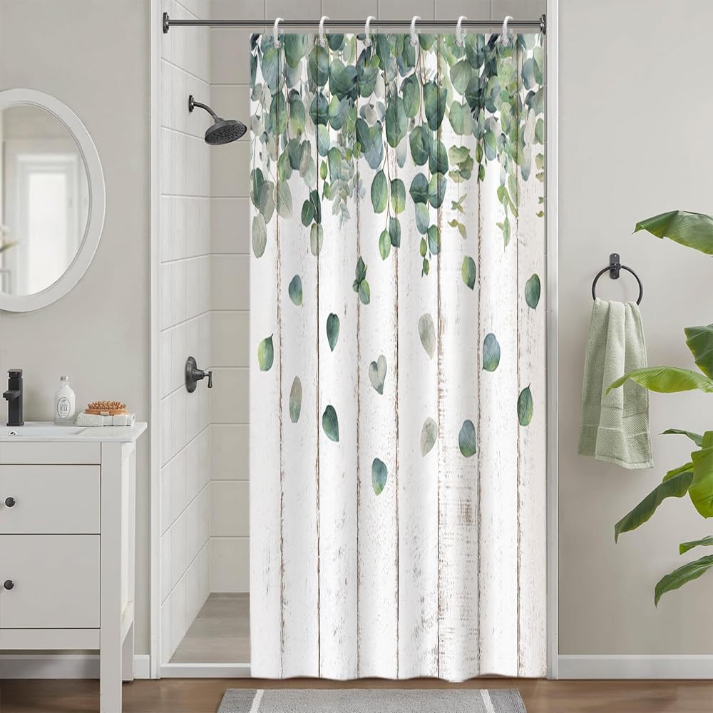 Eucalyptus Stall Shower Curtain – Sage Green Rustic Fabric
